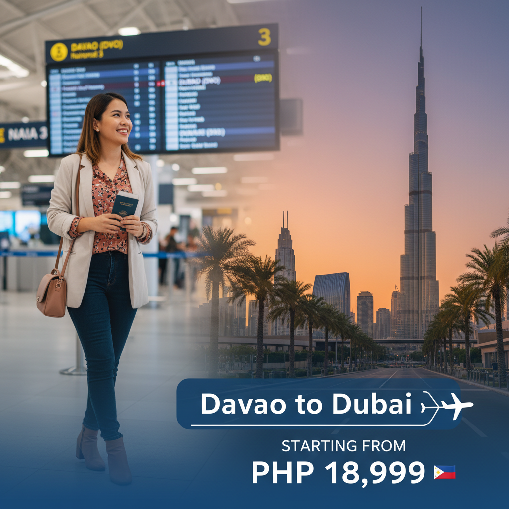 Davao to Dubai Flights — Connect via Manila or Doha | 2026